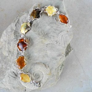Bernstein-Nugget- Armband mit 925er Silber