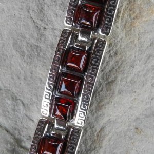 Gliederarmband aus 925er Silber mit Bernstein-Quadraten