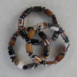 Streifenachat Armband Walze mit Kugel