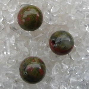Unakit(Epidot) Kugel gebohrt 18 mm