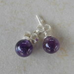 Amethyst Ohrstecker, Kugelform 6 mm, 925er Silber