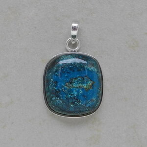 Chrysokoll Anhänger in 925er Silber gefasst - Einzelstück