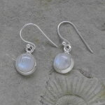 Regenbogenmondstein Ohrhänger mit 925er Silberfassung