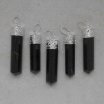 Turmalin schwarz(Schörl) Spitze in silberfarbener Fassung