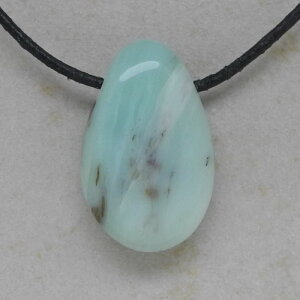 Andenopal blau Trommelstein gebohrt, 29 x 19 x 10 mm - Einzelstück