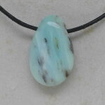 Andenopal blau Trommelstein gebohrt, 29 x 19 x 10 mm - Einzelstück