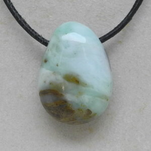 Andenopal blau Trommelstein gebohrt, 27 x 19 x 11 mm - Einzelstück