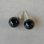 Onyx Ohrstecker, Kugelform 8 mm, 925er Silber