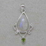 Regenbogenmondstein, Beryll Anhänger in 925er Silber...