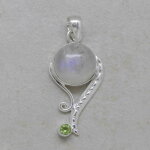 Regenbogenmondstein, Beryll Anhänger mit 925er...