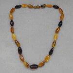 Bernstein-Oliven-Kette Multicolor mit Drehverschluss, 46...
