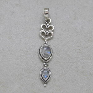 Regenbogenmondstein Anhänger in 925er Silber gefasst