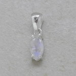 Regenbogenmondstein - Navette Anhänger in 925er Silber gefasst