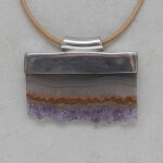 Amethyst Rohstein in 925er Silberfassung, Einzelstück