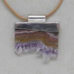 Amethyst Rohstein in 925er Silberfassung, Einzelstück