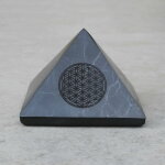 Schungit - Pyramide 50 mm mit Blume des Lebens