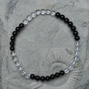 Schutzarmband - Kugelarmband aus Schörl und Bergkristall 4 mm