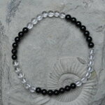 Schutzarmband - Kugelarmband aus Schörl und Bergkristall 4 mm