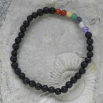 Lava Kugelarmband mit Steinen für die 7 Chakren 4 mm