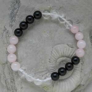 Schutz und Harmonie Kugelarmband - Schörl, Bergkristall, Rosenquarz 8 mm