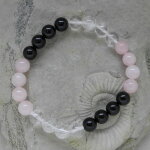 Schutz und Harmonie Kugelarmband - Schörl, Bergkristall, Rosenquarz 8 mm