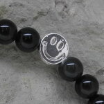 Smiley - be Happy - Armband Obsidian
