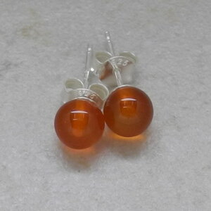 Karneol(gebr.) Ohrstecker, Kugelform 6 mm, 925er Silber