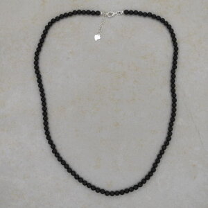Turmalin schwarz(Schörl) Kugelkette 4 mm mit 925er Silberverschluss
