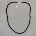 Turmalin schwarz(Schörl) Kugelkette 4 mm mit 925er...