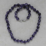 Amethyst Kugelkette ca 8 mm / 45 cm mit Karabinerverschluss