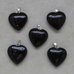 Turmalin schwarz(Schörl) Herzanhänger mit Öse ca. 20x20mm