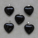 Turmalin schwarz(Schörl) Herzanhänger mit Öse ca. 20x20mm