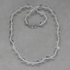 Bergkristall Kugelkette ca 8 mm / 45 cm mit Karabinerverschluss