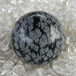 Schneeflocken - Obsidian Kugel, 3 cm